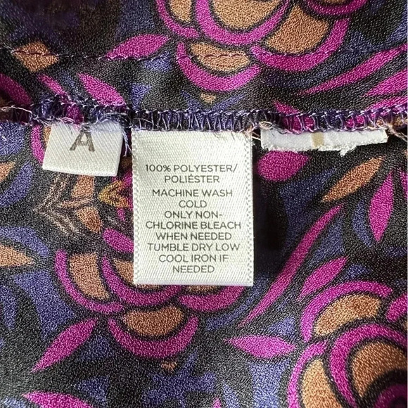 LOFT |  NWOT | LONG SLEEVED BOHO BLOUSE NAVY BLUE PURPLE | SIZE: EXTRA SMALL - Picture 10 of 11